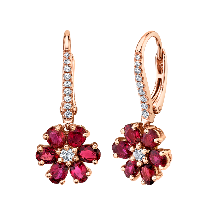 Floret Ruby Drop Earrings