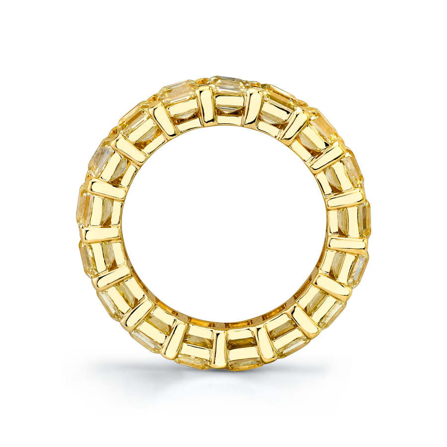 Asscher-Cut Diamond Eternity Band Set in 18k Yellow Gold