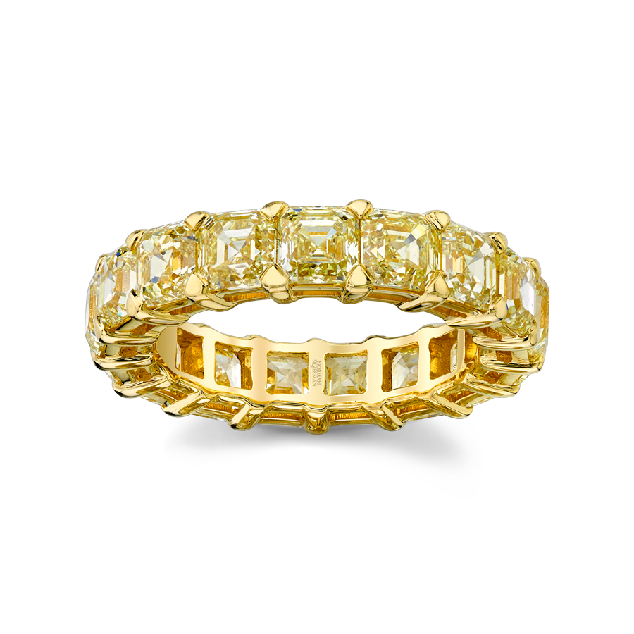 Asscher-Cut Diamond Eternity Band Set in 18k Yellow Gold