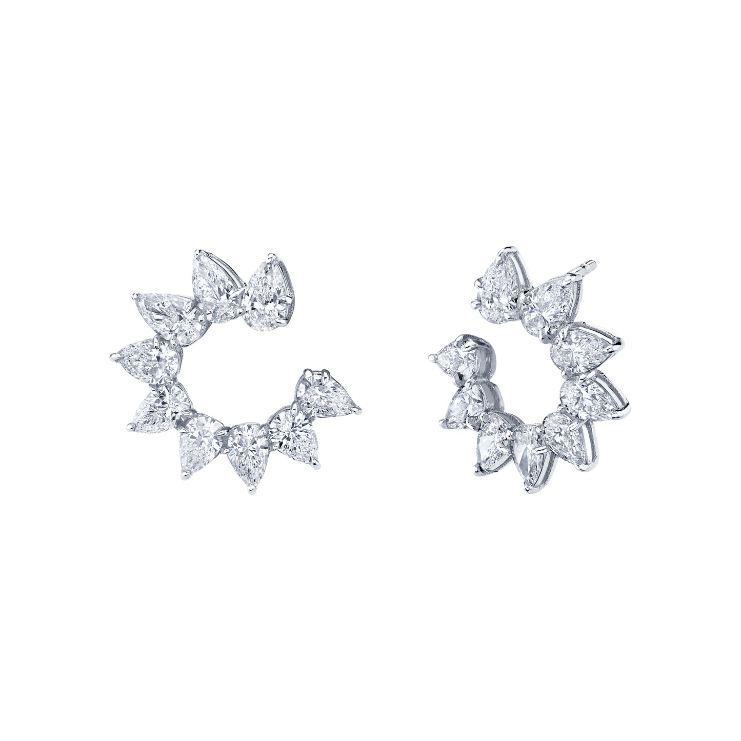 Sunburst Open Face Pear Diamond Hoops