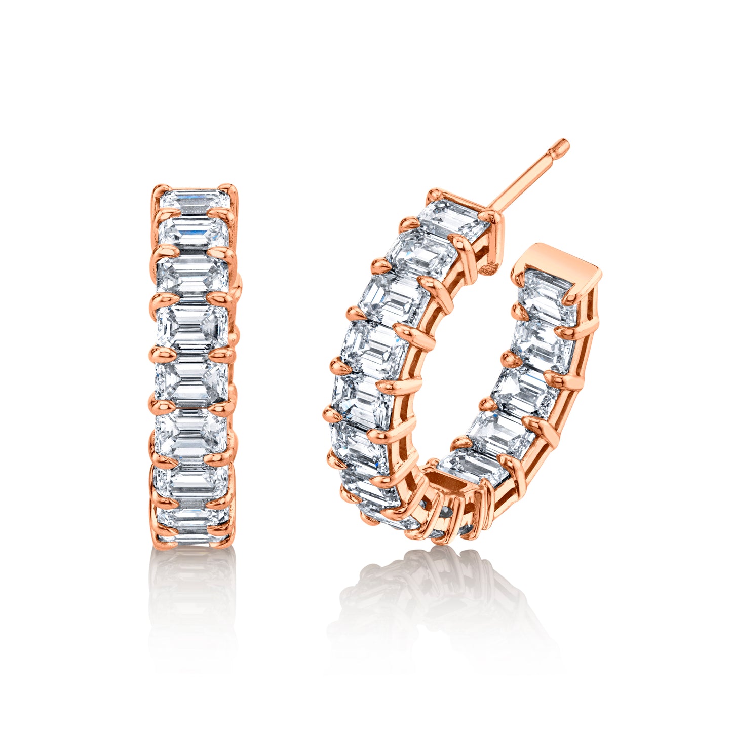 Signature Emerald Cut Diamond Hoops