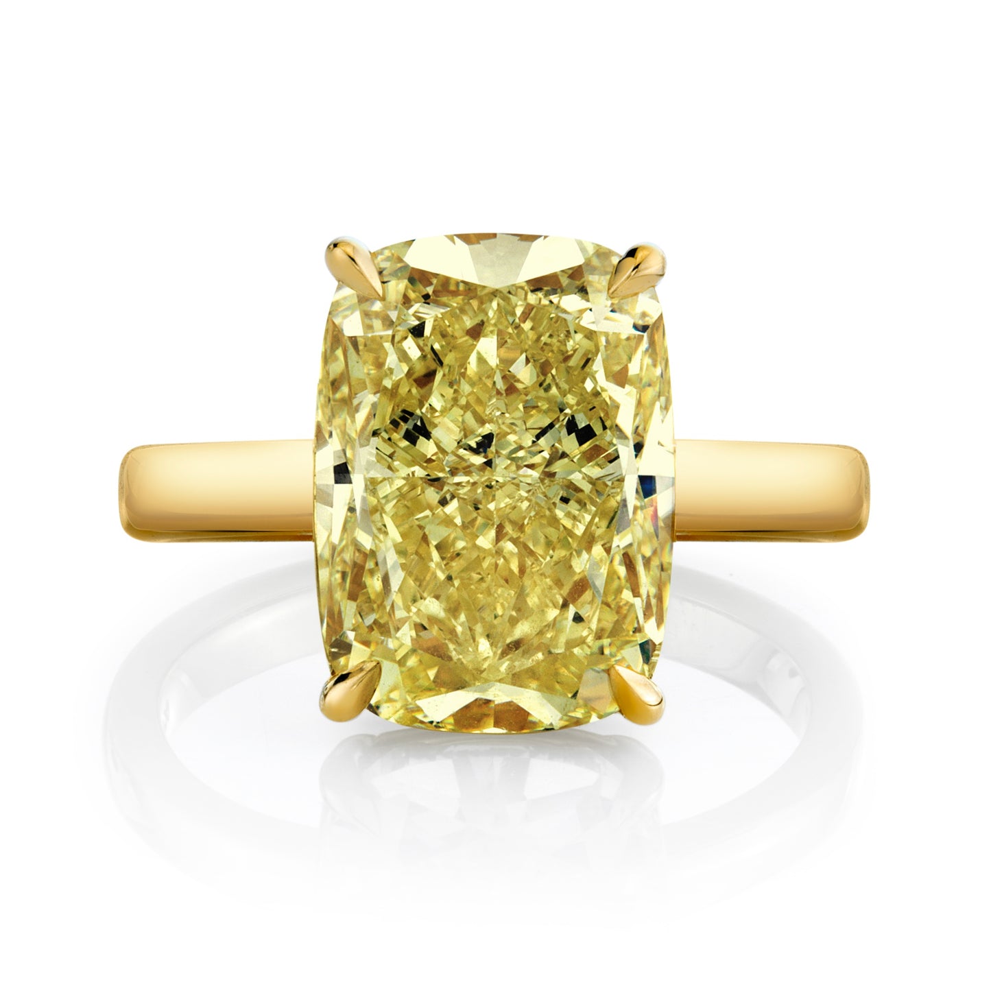 Fancy Light Yellow Cushion Diamond Ring