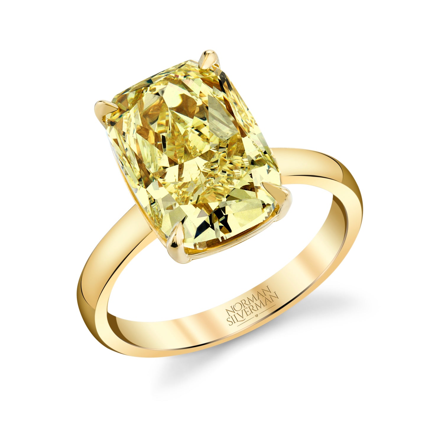 Fancy Light Yellow Cushion Diamond Ring
