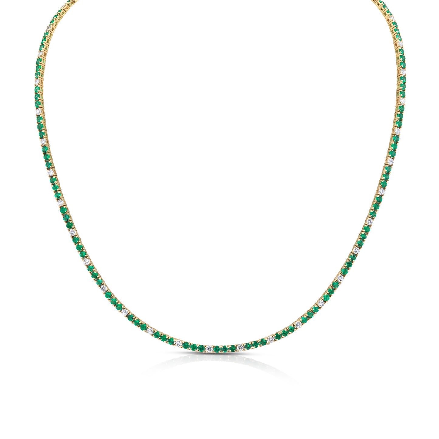 Emerald and Diamond Tennis Necklace
