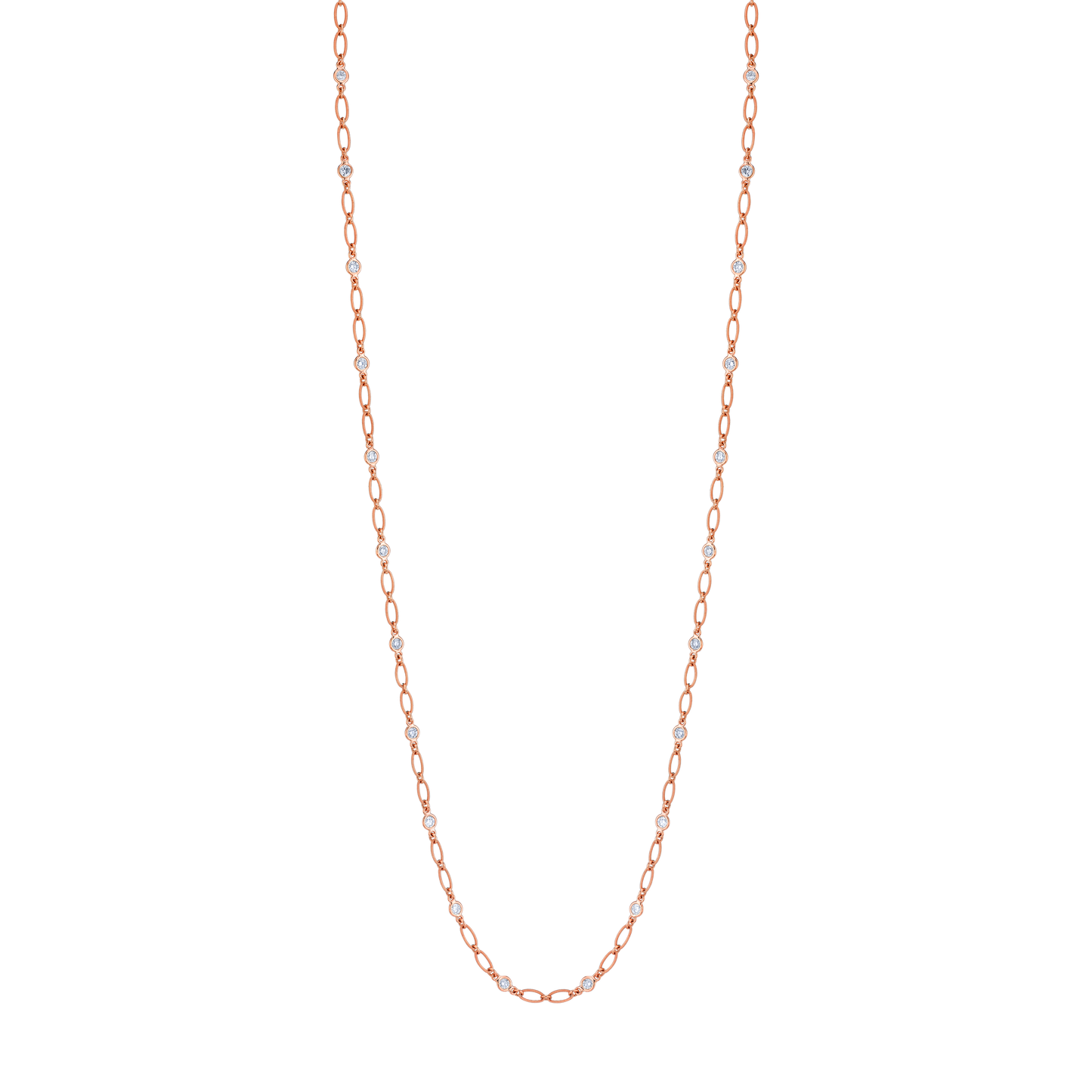 4 Carat White Yellow Rose Gold Round Brilliant Diamonds By the Yard Necklace