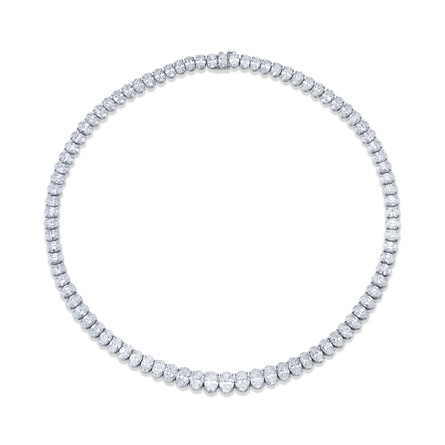 Graduated Oval Cut Riviera Necklace in Platinum