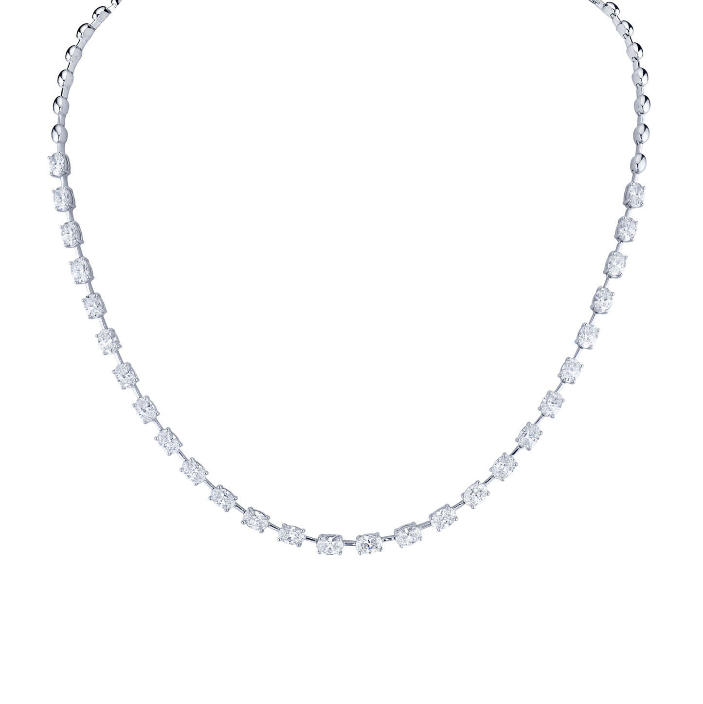 East West Oval Diamond Bar Set Necklace