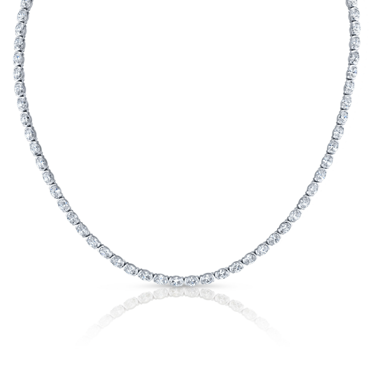 East West Straight Line Oval Diamond Necklace