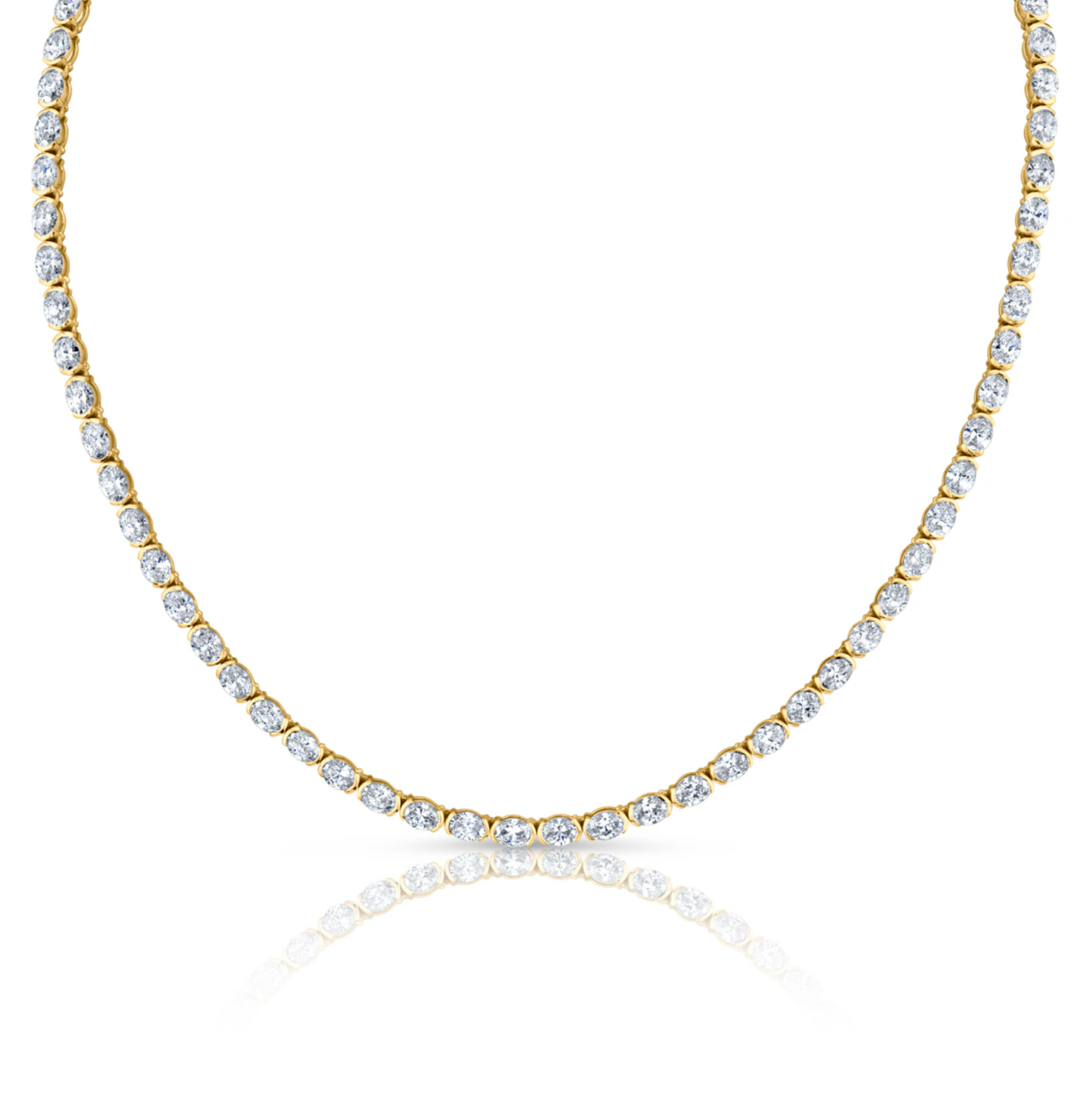 East West Straight Line Oval Diamond Necklace