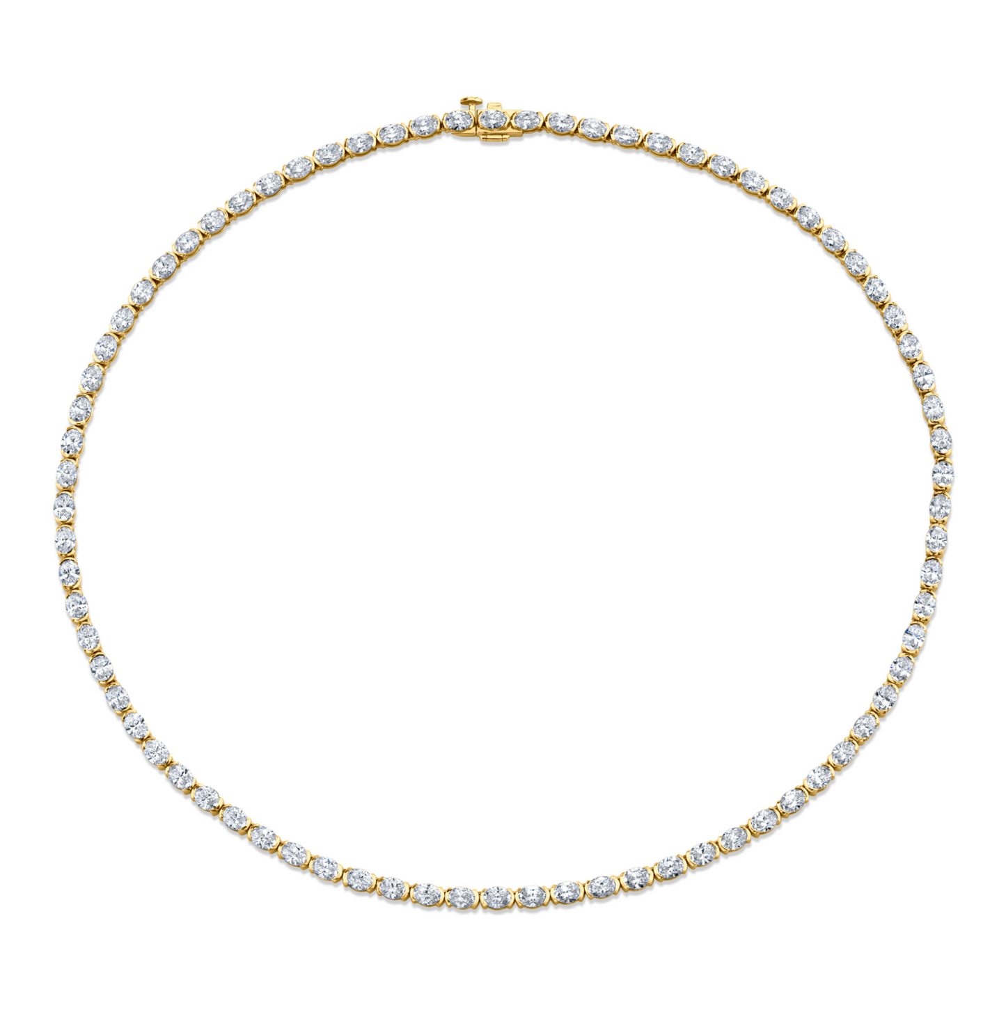 East West Straight Line Oval Diamond Necklace