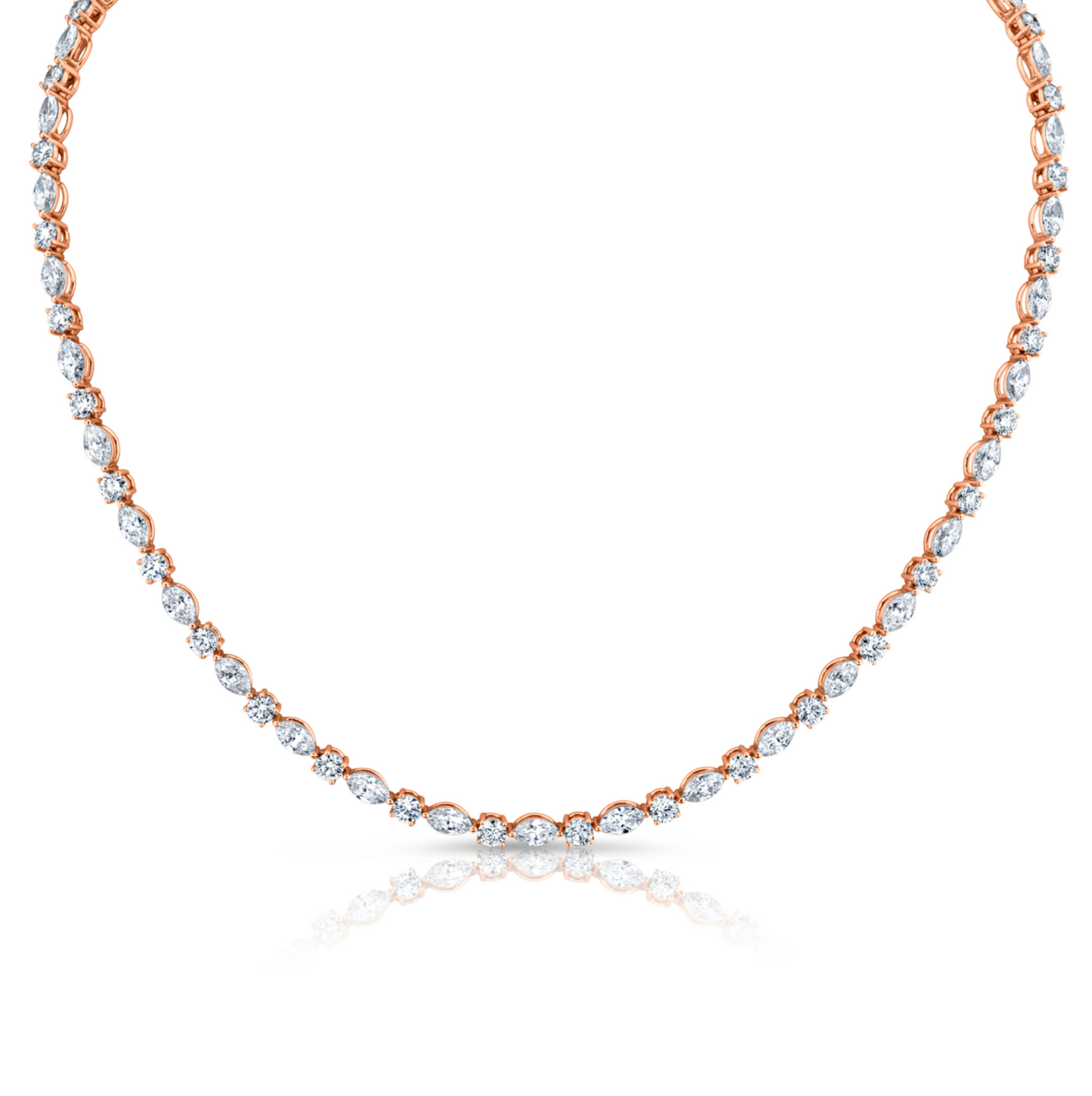 Alternating Round and Marquise-Cut Diamond Necklace