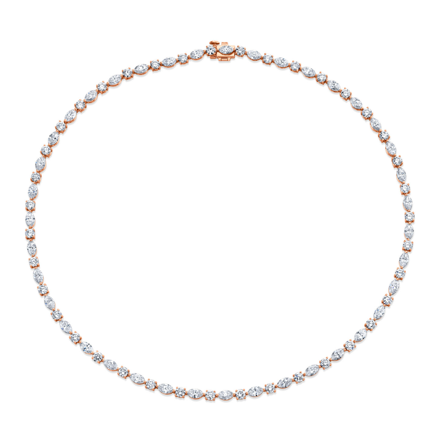 Alternating Round and Marquise-Cut Diamond Necklace