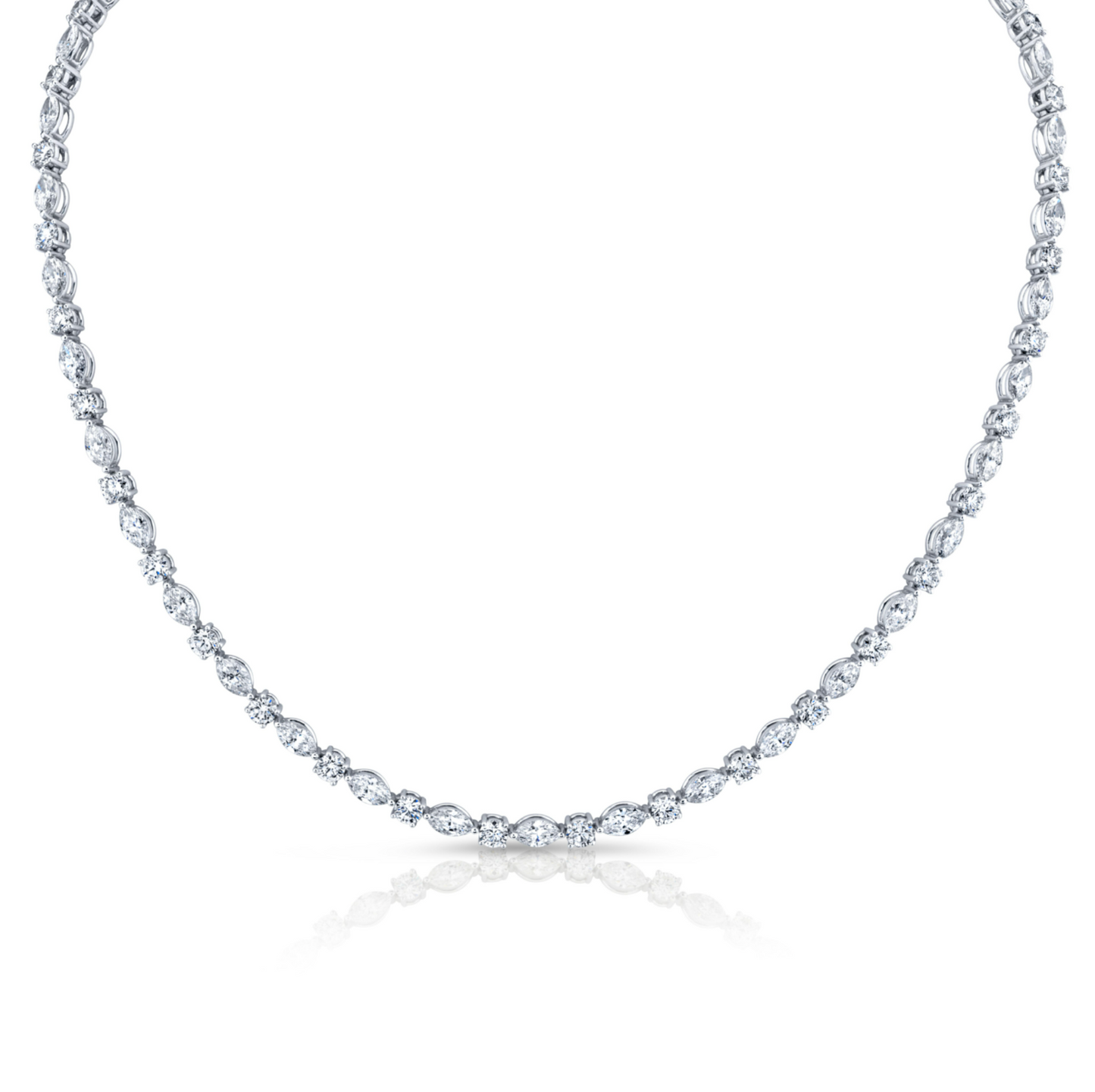 Alternating Round and Marquise-Cut Diamond Necklace