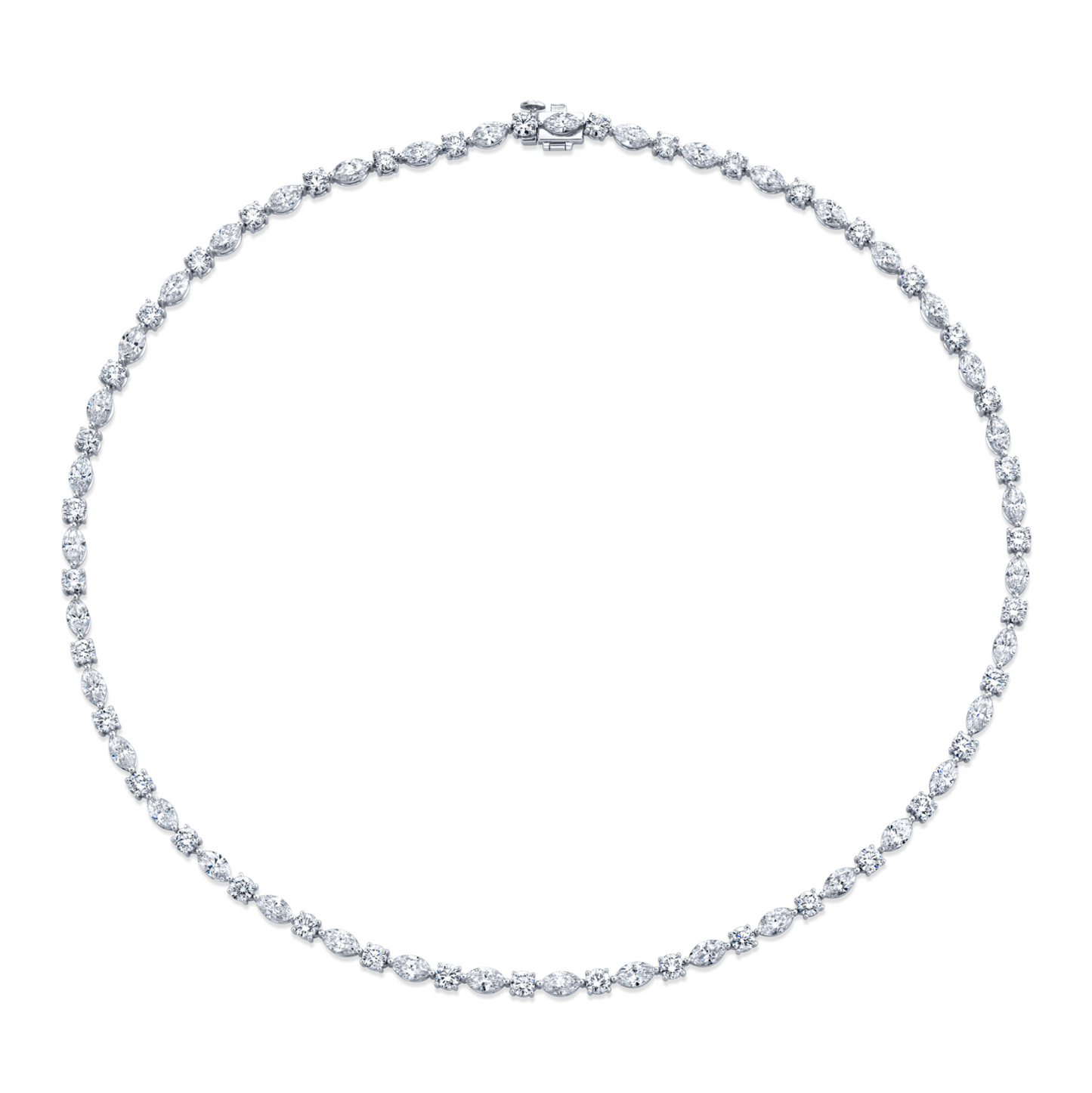 Alternating Round and Marquise-Cut Diamond Necklace