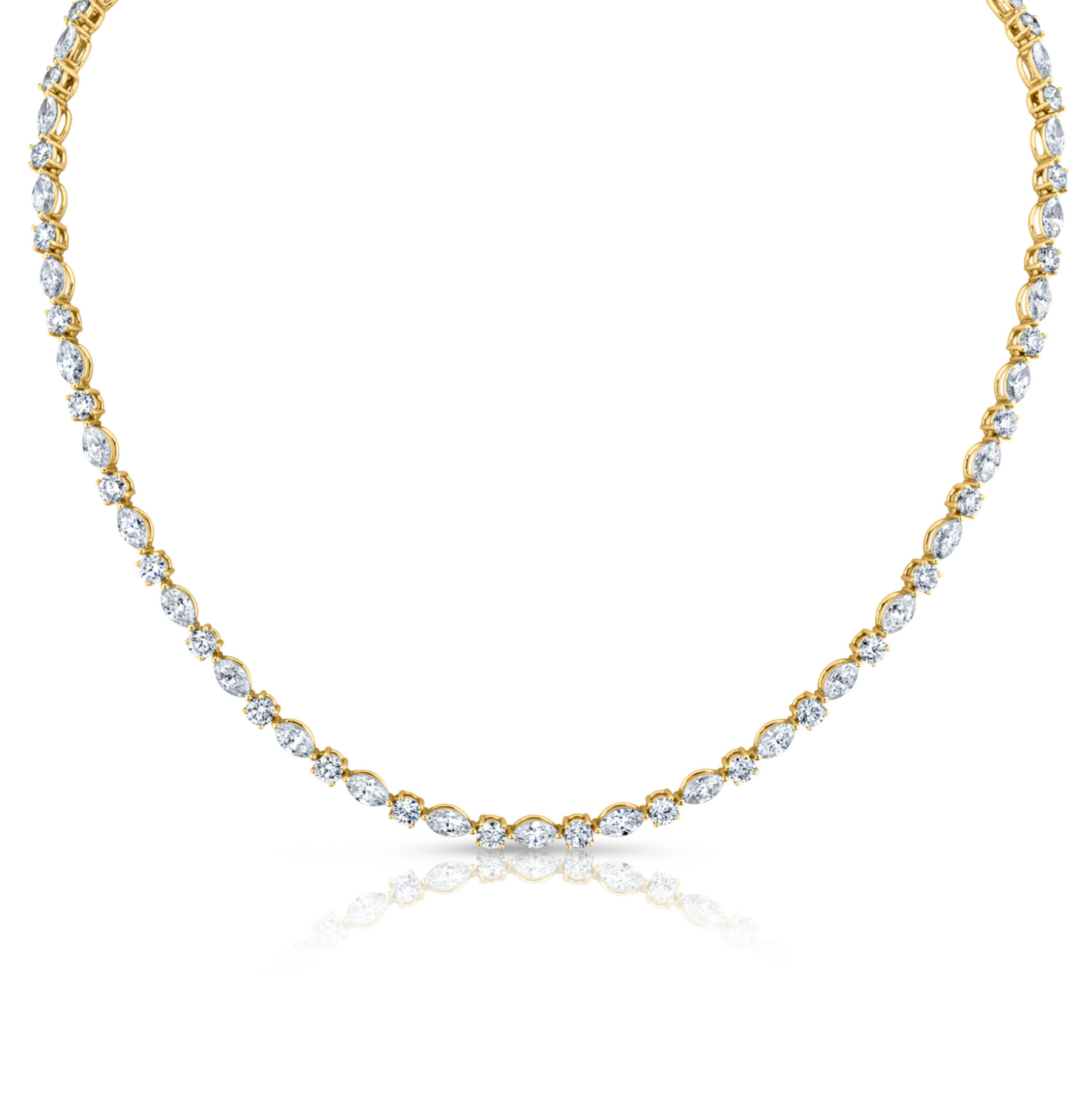 Alternating Round and Marquise-Cut Diamond Necklace