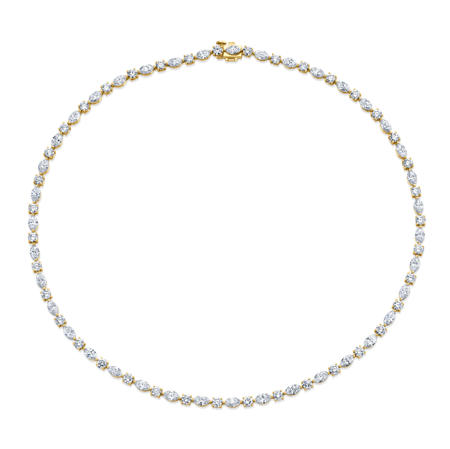 Alternating Round and Marquise-Cut Diamond Necklace