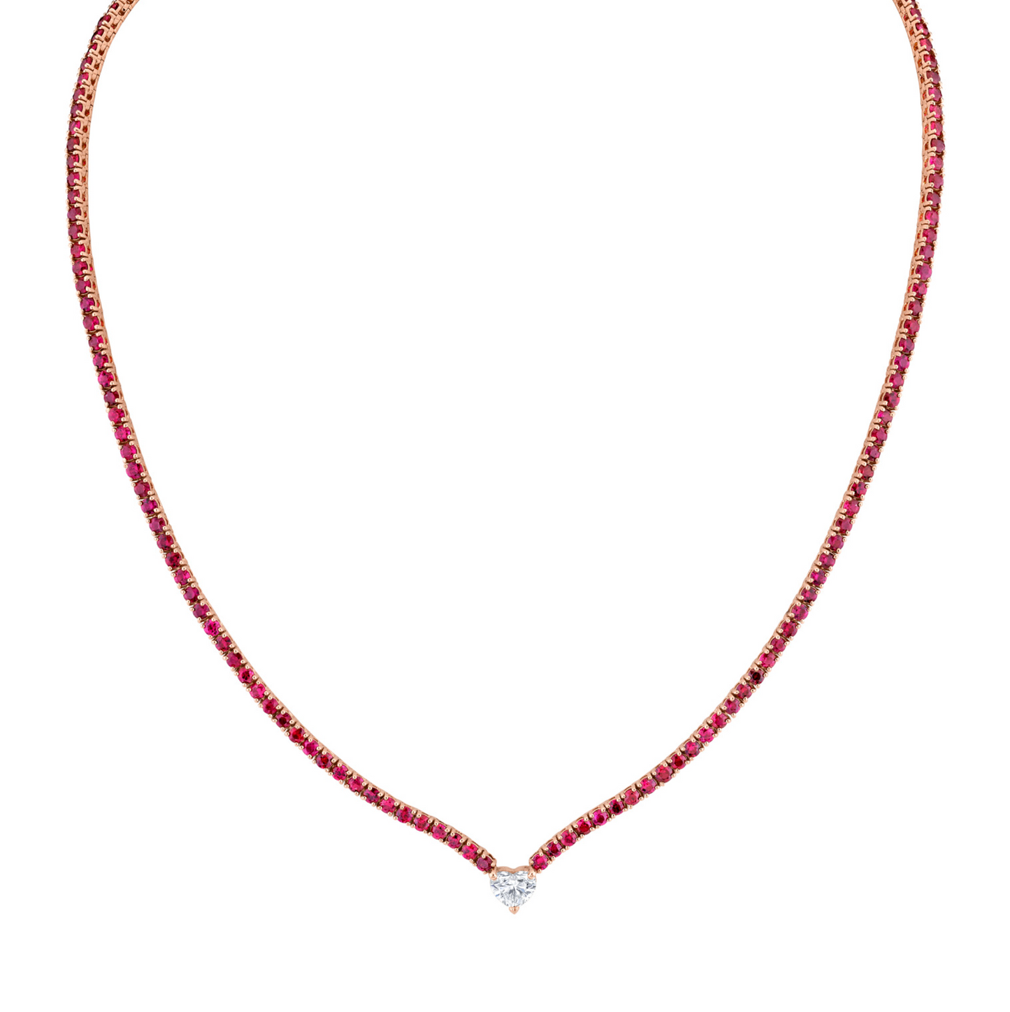 Straight Line Ruby Necklace with Diamond Accent