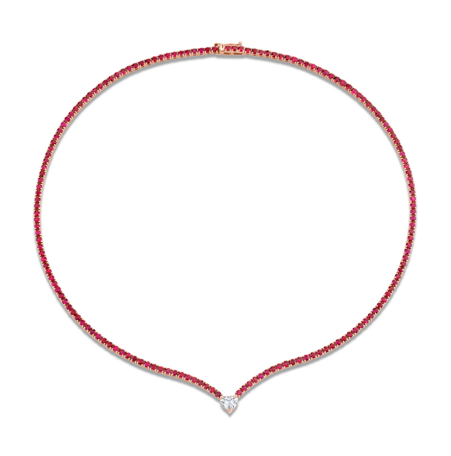 Straight Line Ruby  Necklace with Diamond Accent