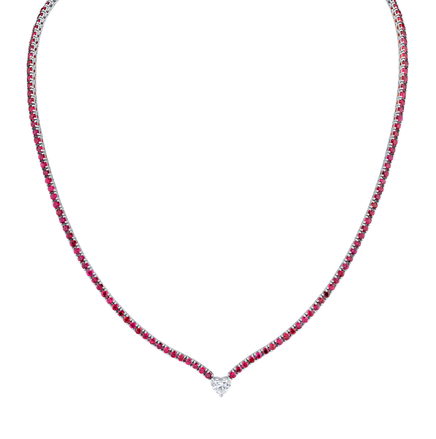 Ruby Tennis Necklace with Diamond Accent