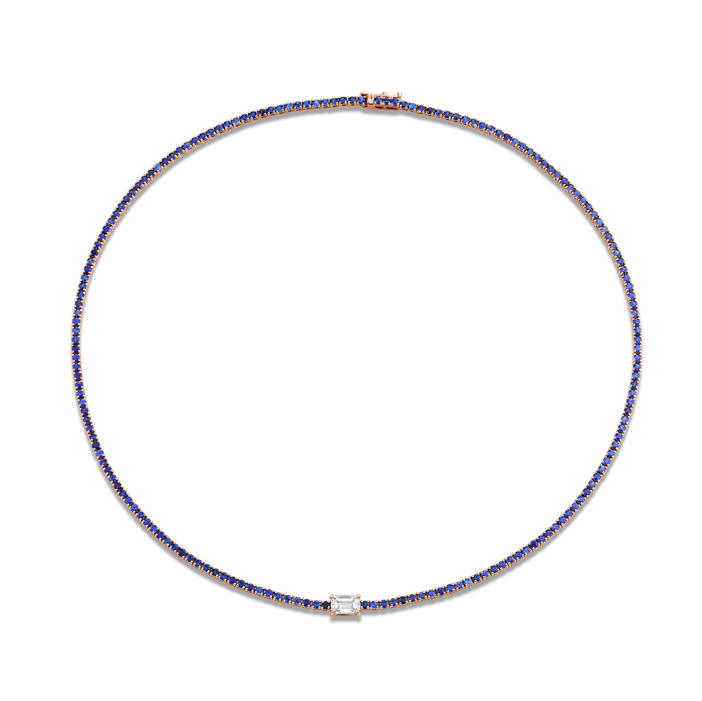 Straight Line Sapphire Necklace with Diamond Accent