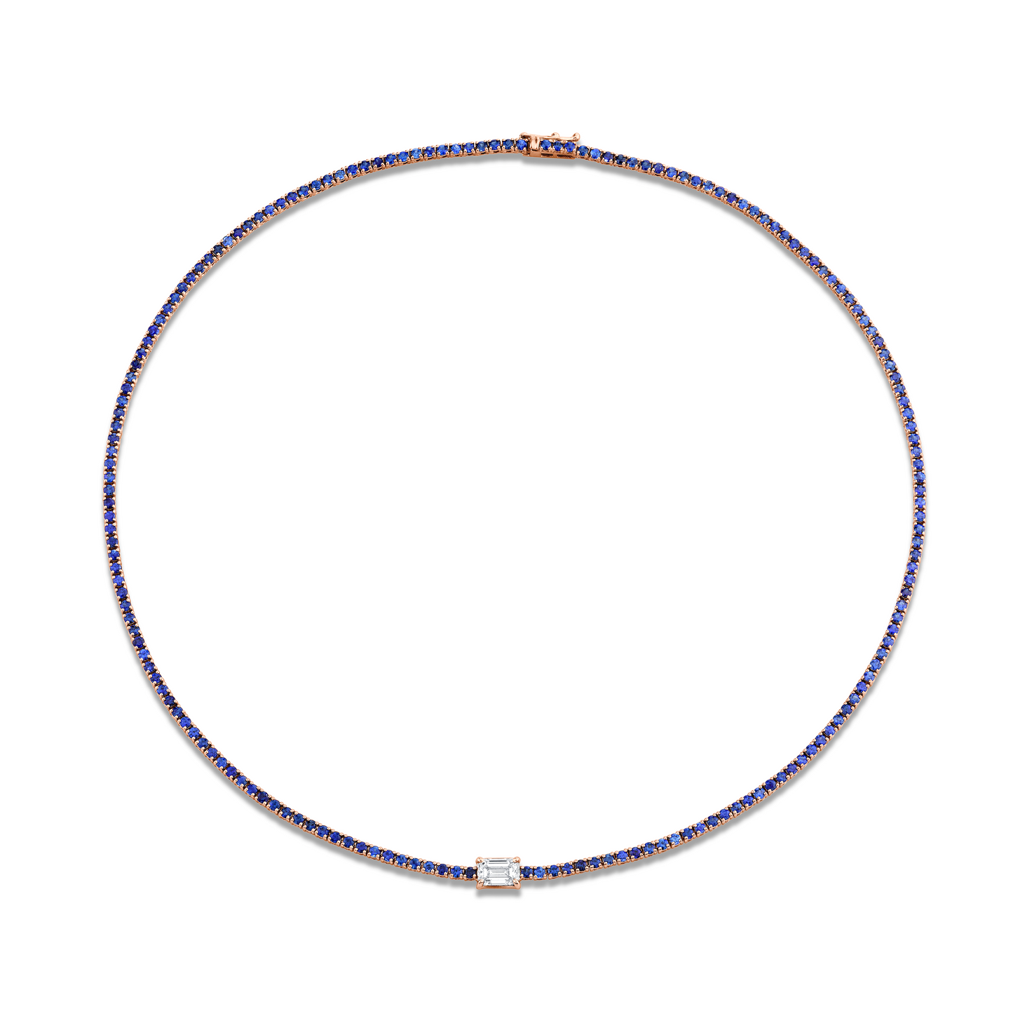 Sapphire Tennis Necklace with Diamond Accent