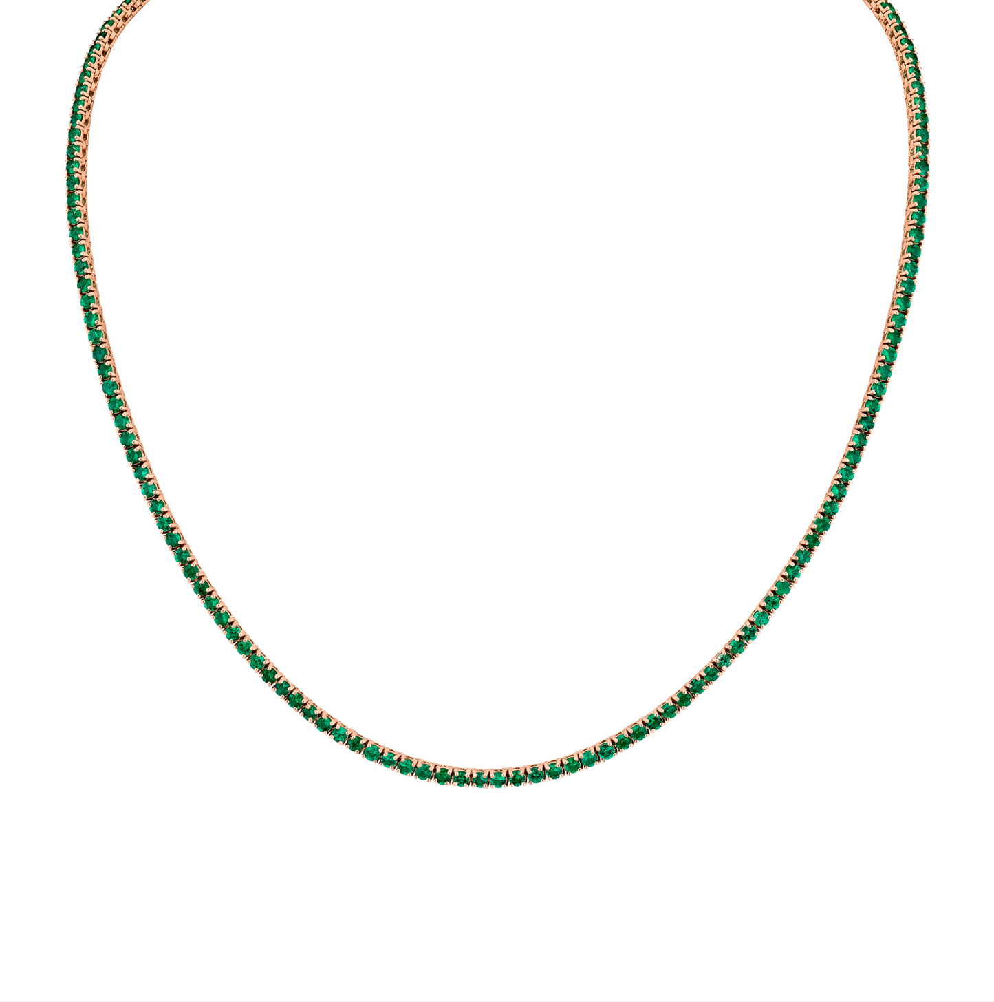 6.27 Carat 18k Yellow Gold Green Emerald Straight Line Necklace