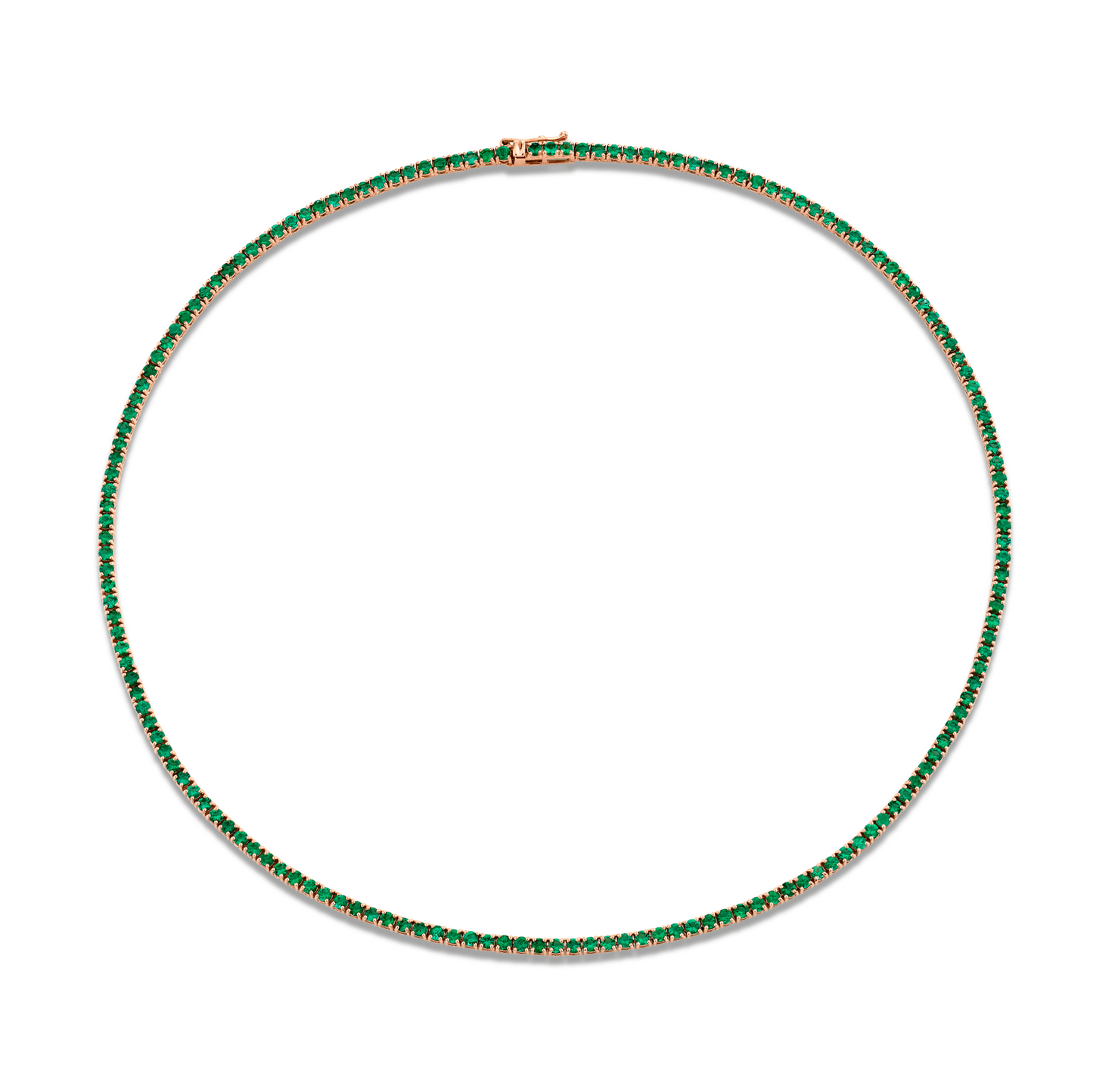 6.27 Carat 18k Yellow Gold Green Emerald Straight Line Necklace