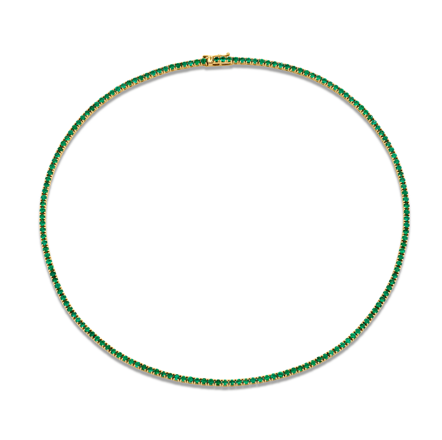 6.27 Carat 18k Yellow Gold Green Emerald Straight Line Necklace
