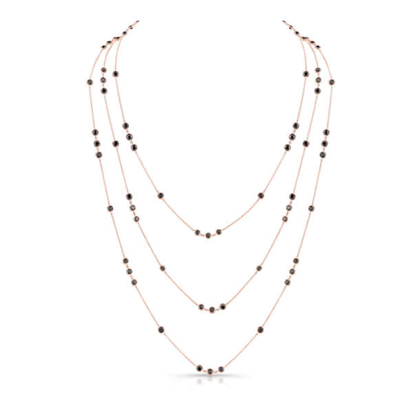 33 Carat Rose Gold Black Diamonds By the Yard Necklace