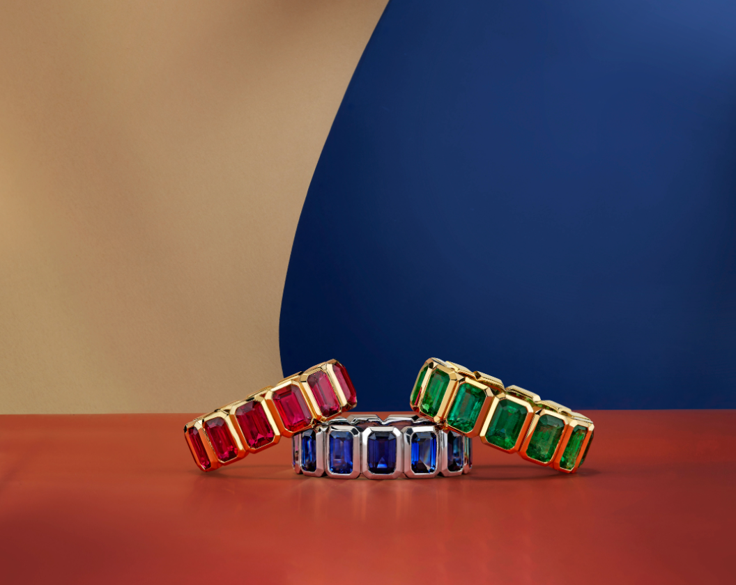 Emerald Bezel Set Eternity Band