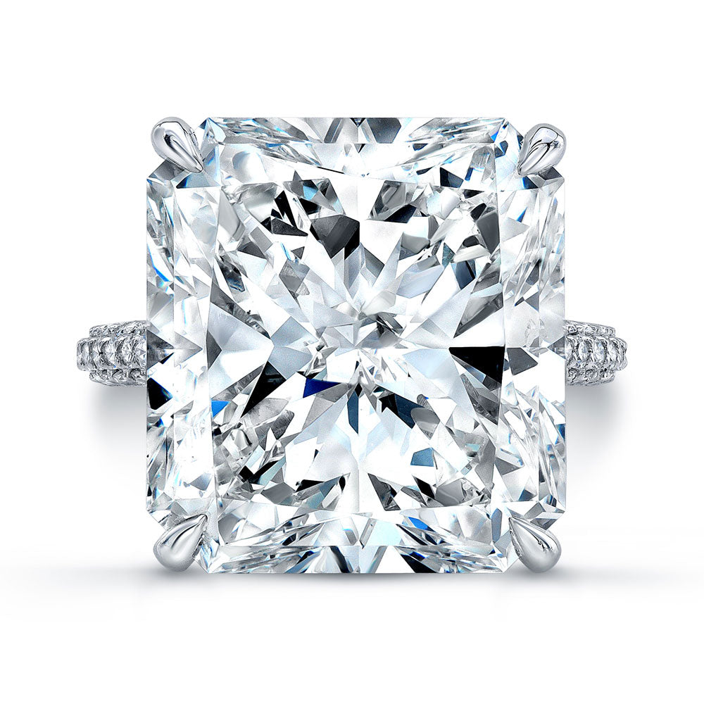 20.21 Carat Radiant Diamond Ring with Pave Band