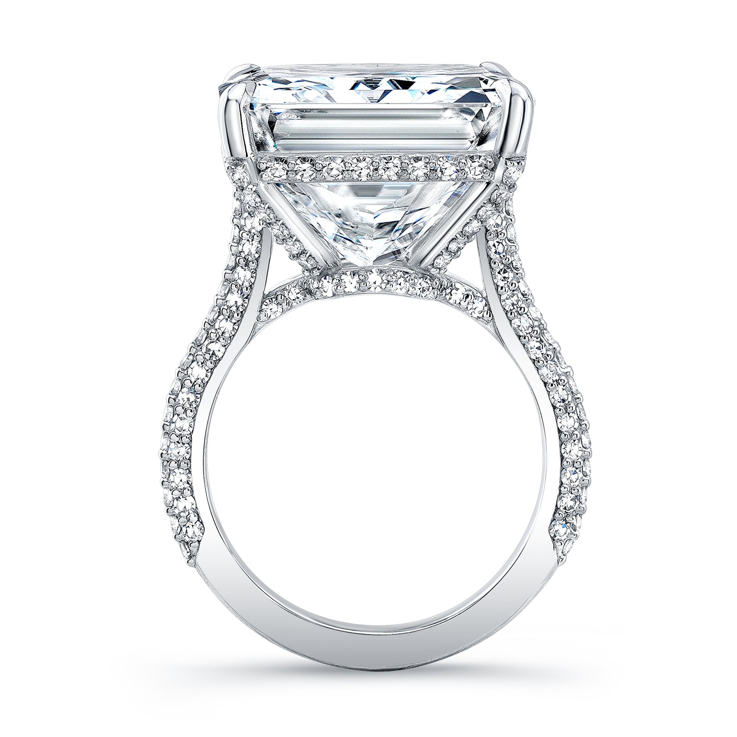 20.21 Carat Platinum Radiant-Cut Pavé Diamond Ring