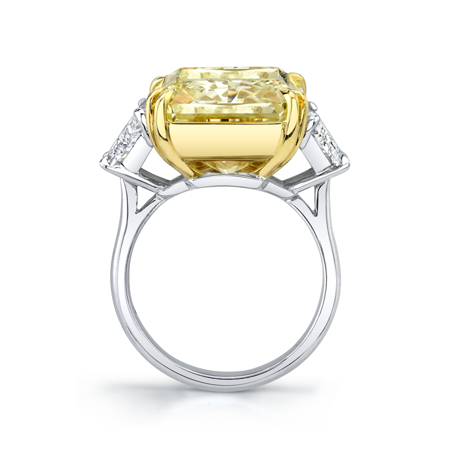 Radiant Fancy Intense Yellow Diamond Three-Stone Ring