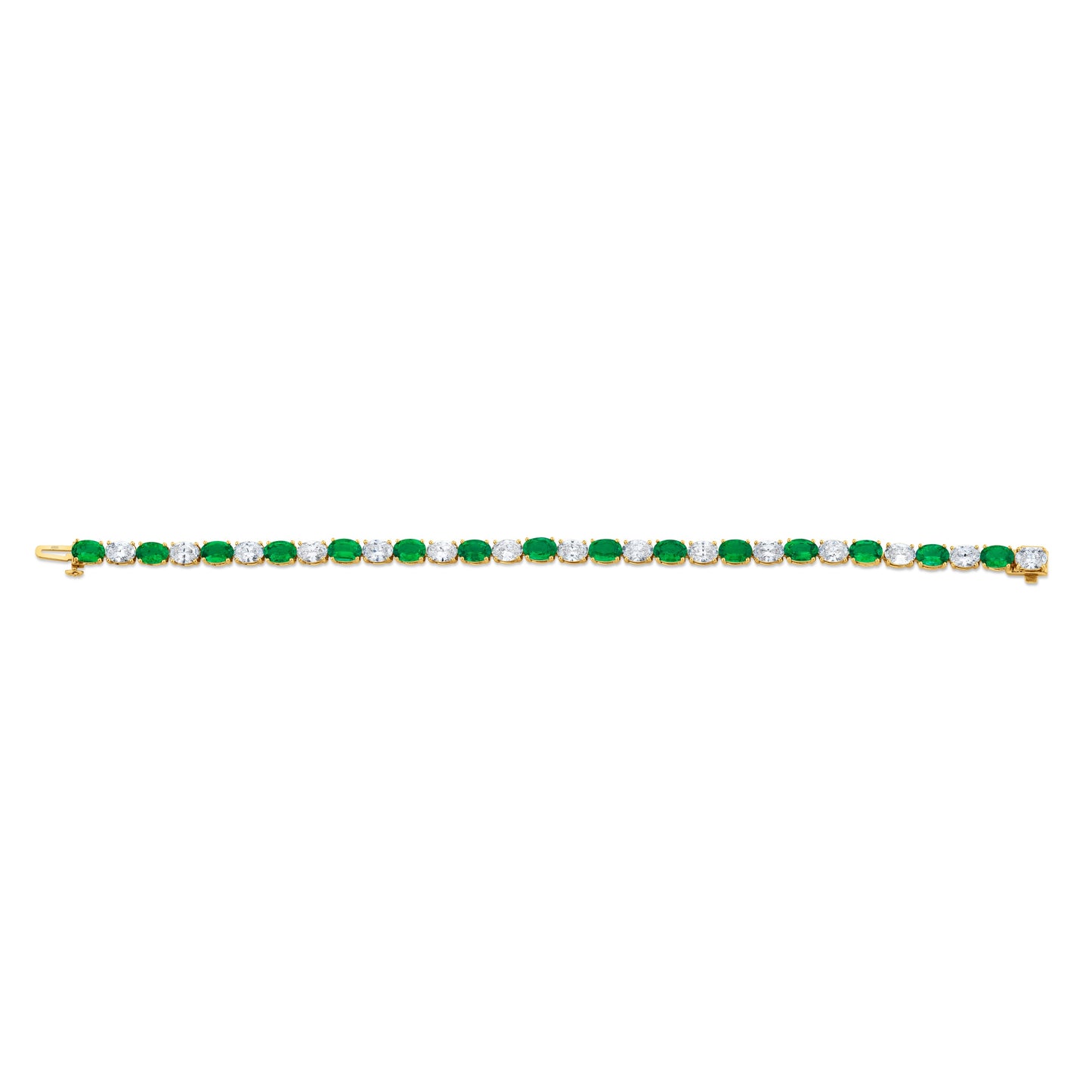 Oval-cut Emeralds and Diamonds Bracelet