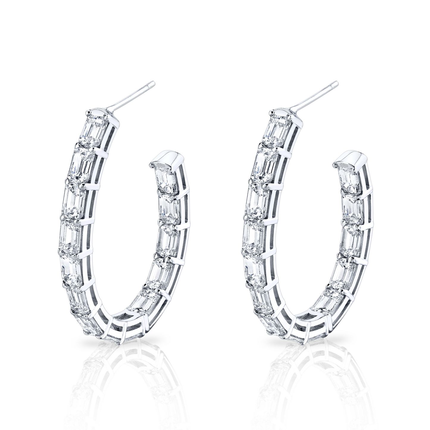 Three-Quarter Emerald Cut Diamond Earrings