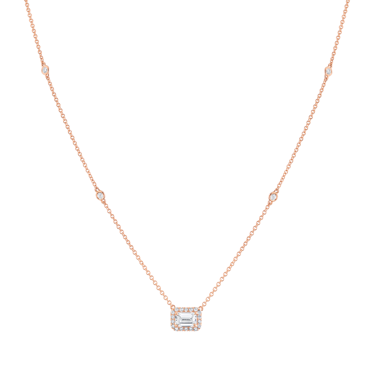 Petite 18k Rose Gold Emerald Cut Diamond Pendant