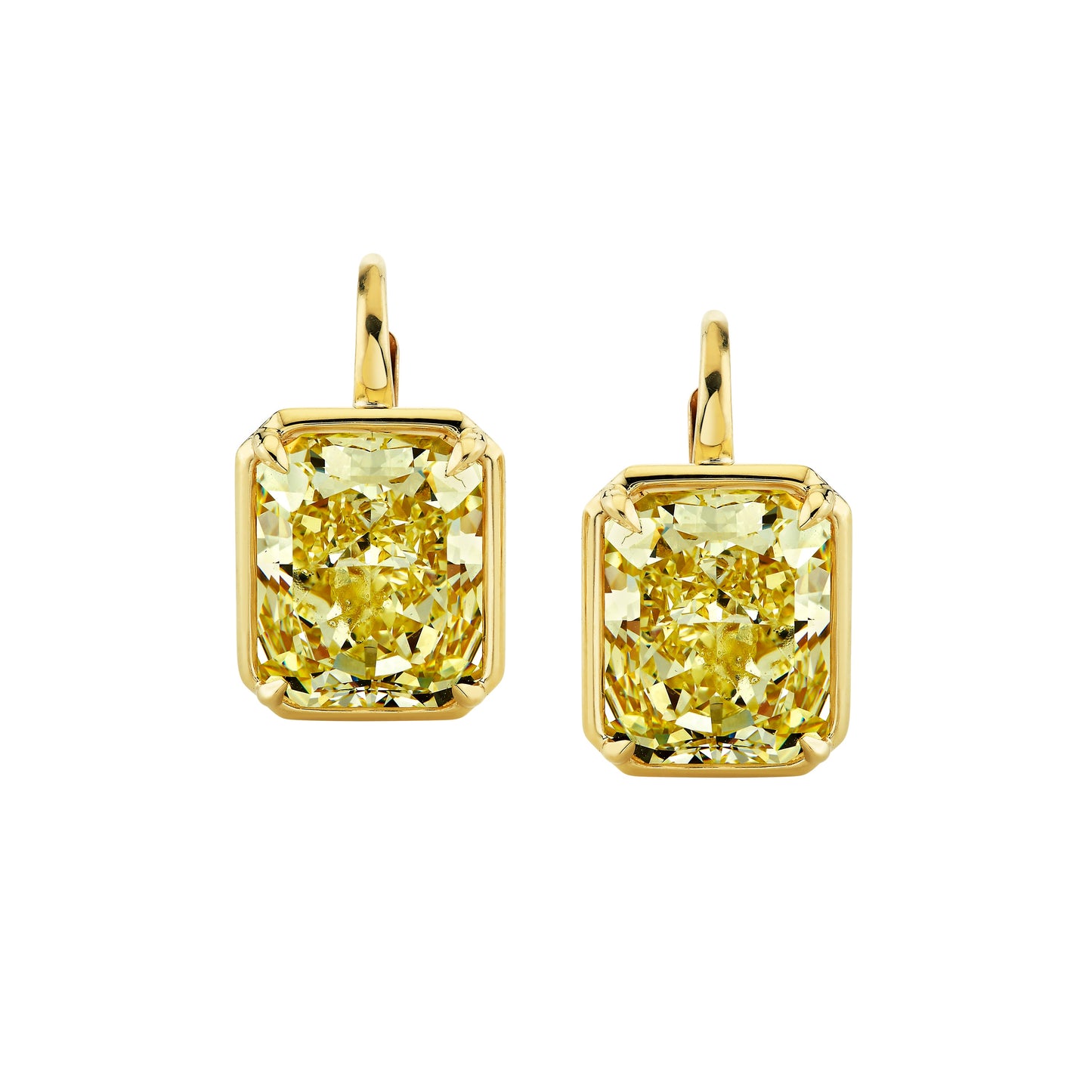 Fancy Yellow Radiant Diamond Drop Earrings