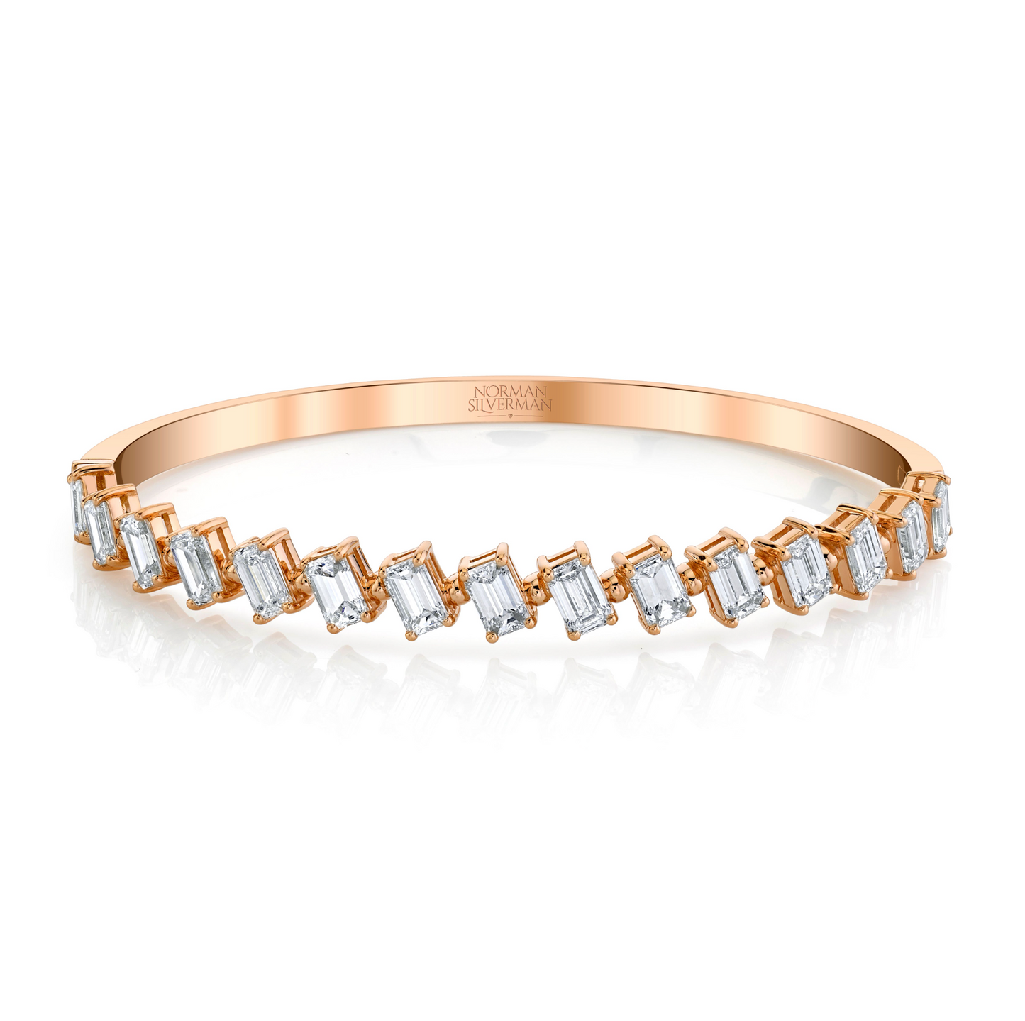 Tilted Emerald Cut Diamond Halfway Bracelet