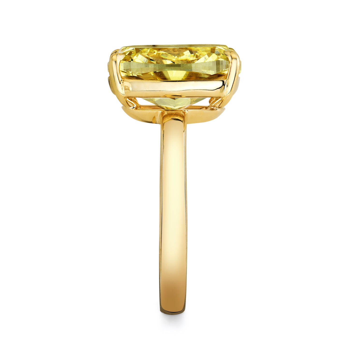 Fancy Light Yellow Cushion Diamond Ring