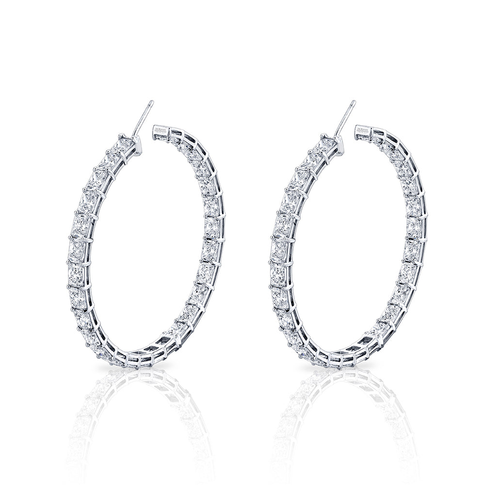 Norman Silverman Signature Emerald Cut Hoop In 18k White Gold