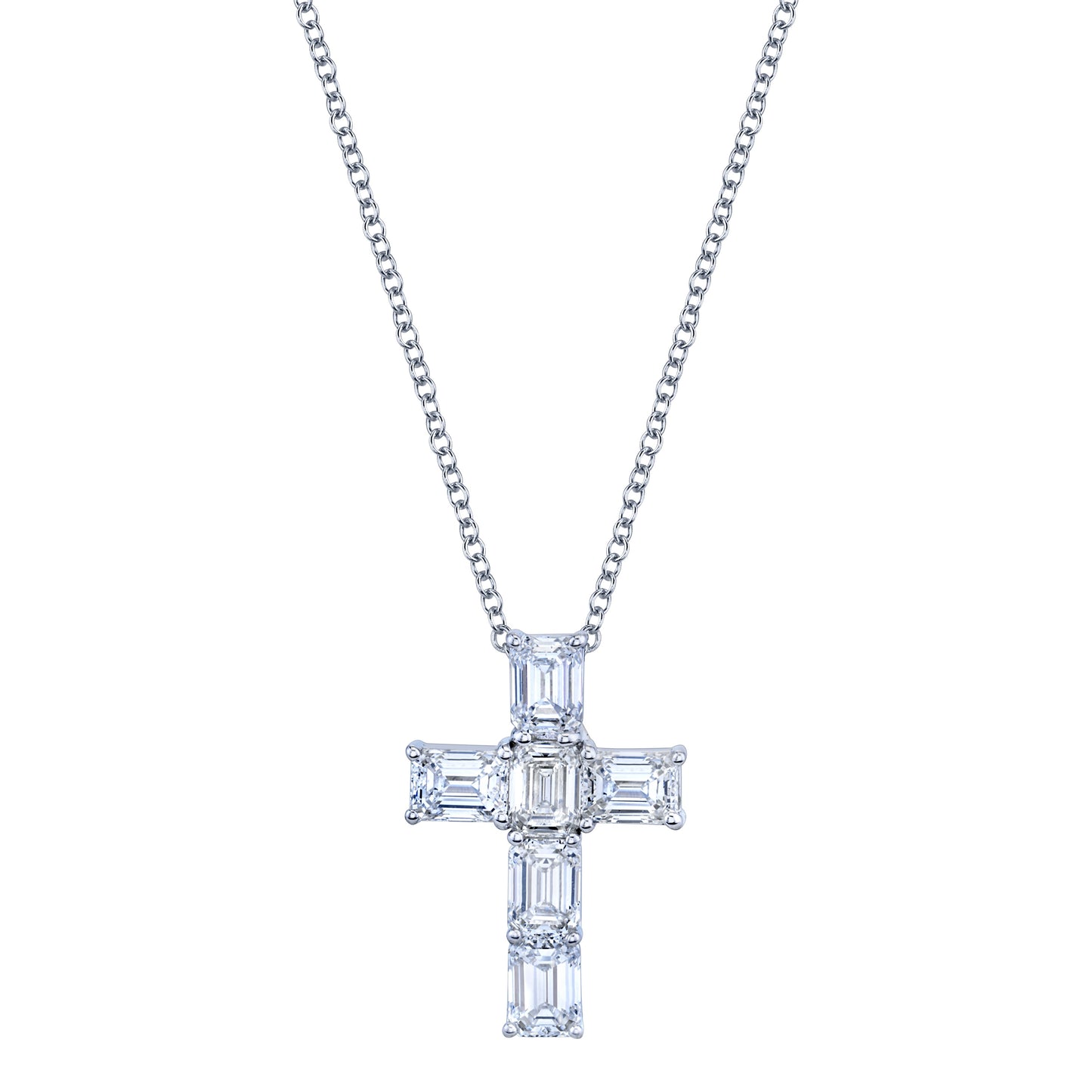 Emerald Cut Diamond Cross Pendant