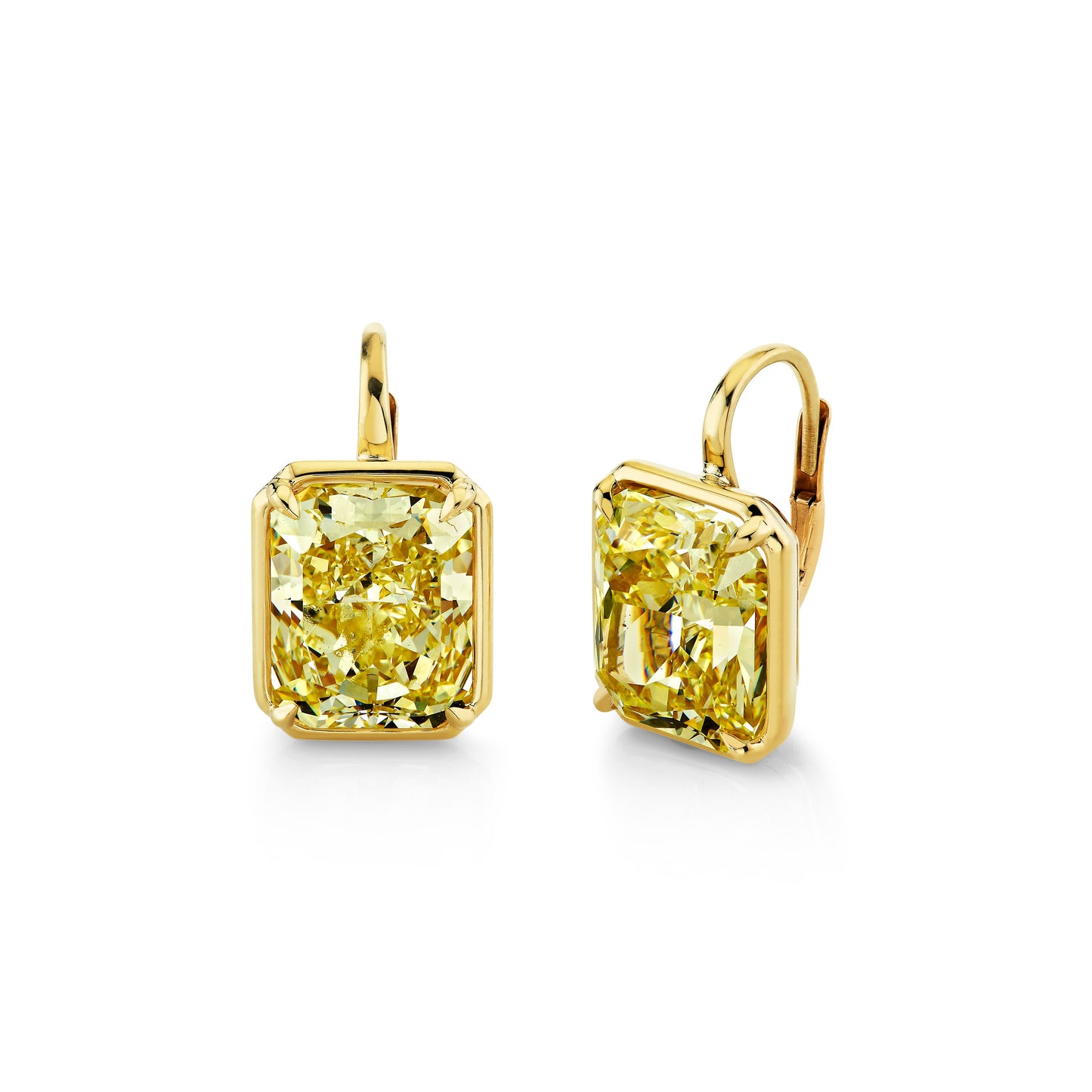 Fancy Yellow Radiant Diamond Drop Earrings