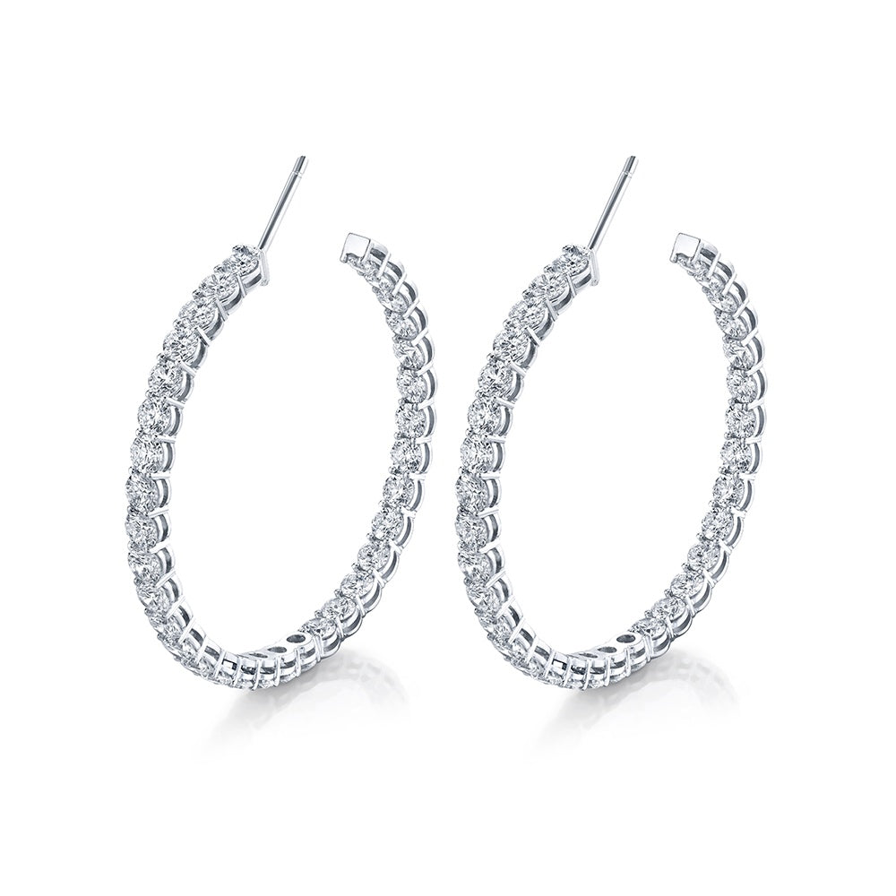 Large Round Diamond Hoop Earrings