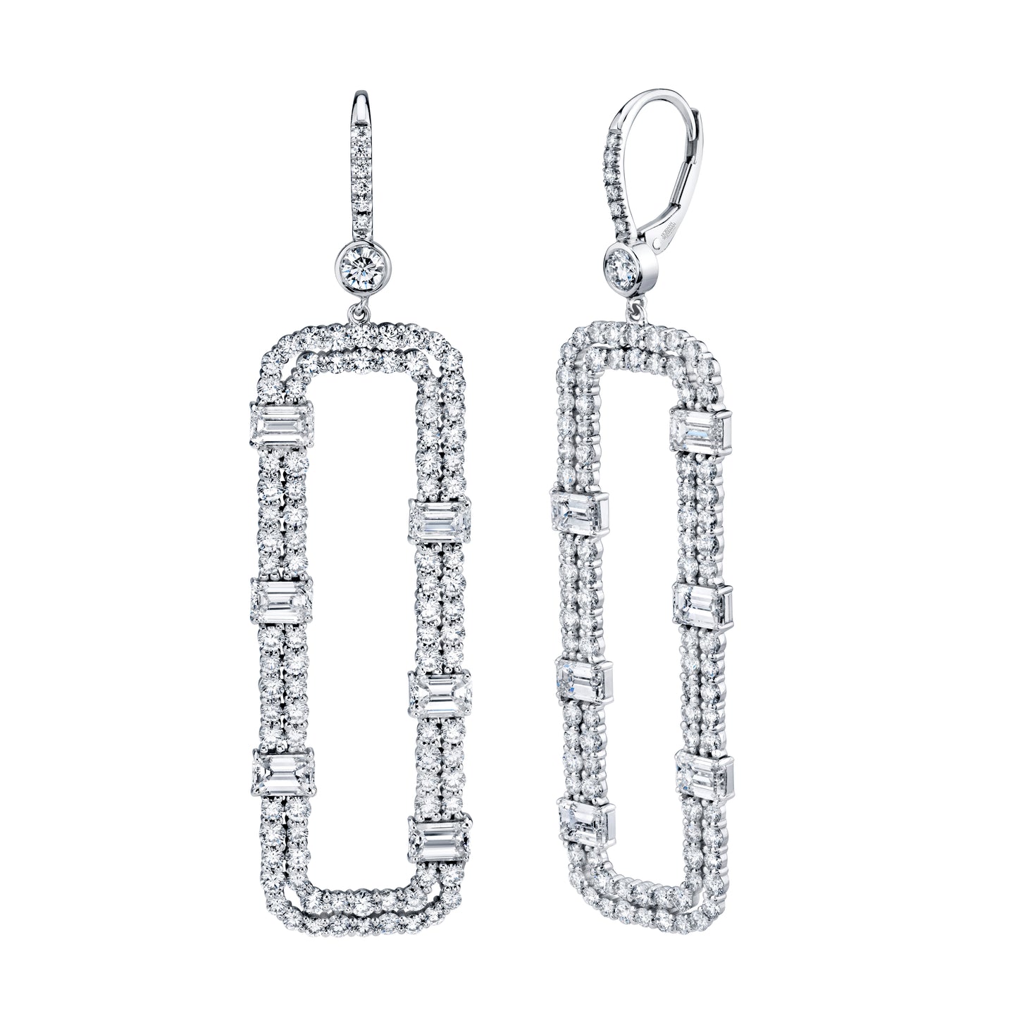 Emerald Cut Dangle Earrings with Pavé