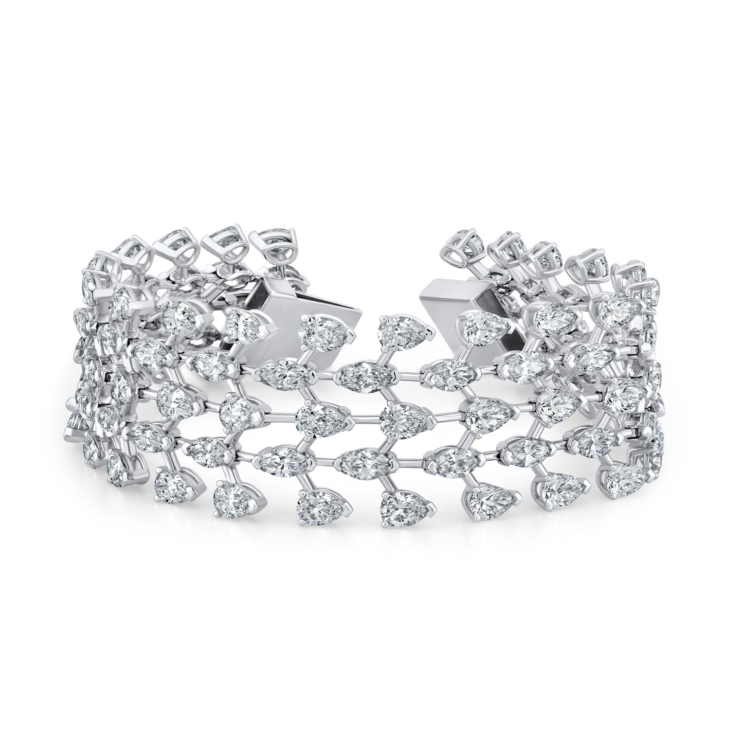 Pear Shape and Marquise Diamond Mesh Bracelet