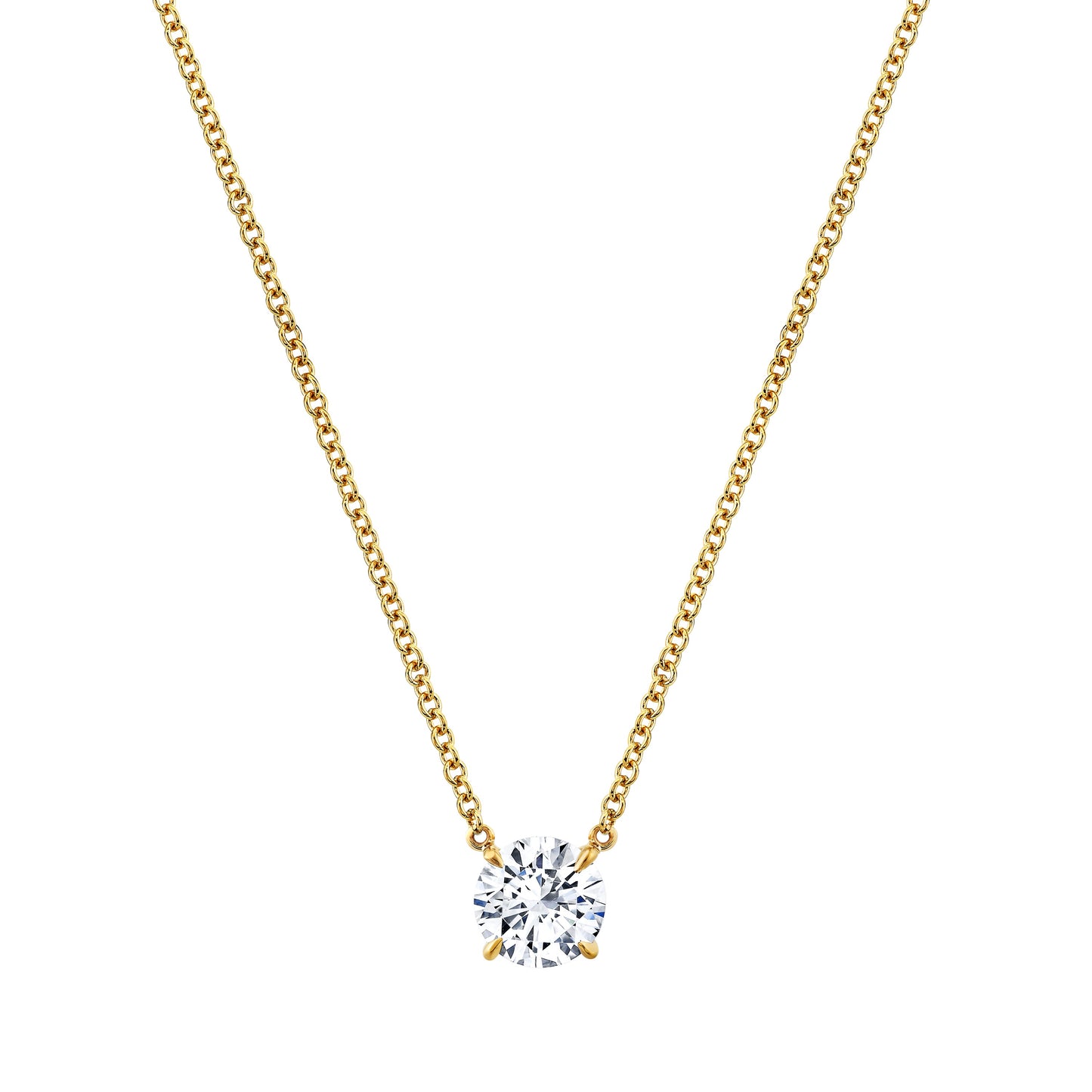 Round Brilliant Diamond Pendant in 18k Yellow Gold