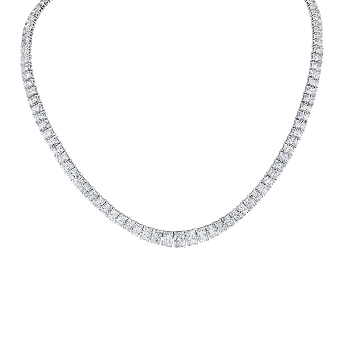 Graduated Radiant Cut Diamond Necklace