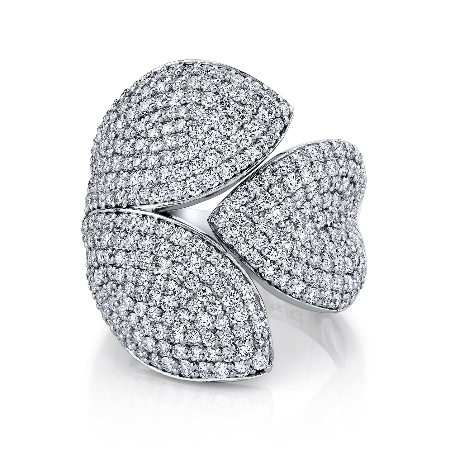 Diamond Pave Leaves Fashion Ring