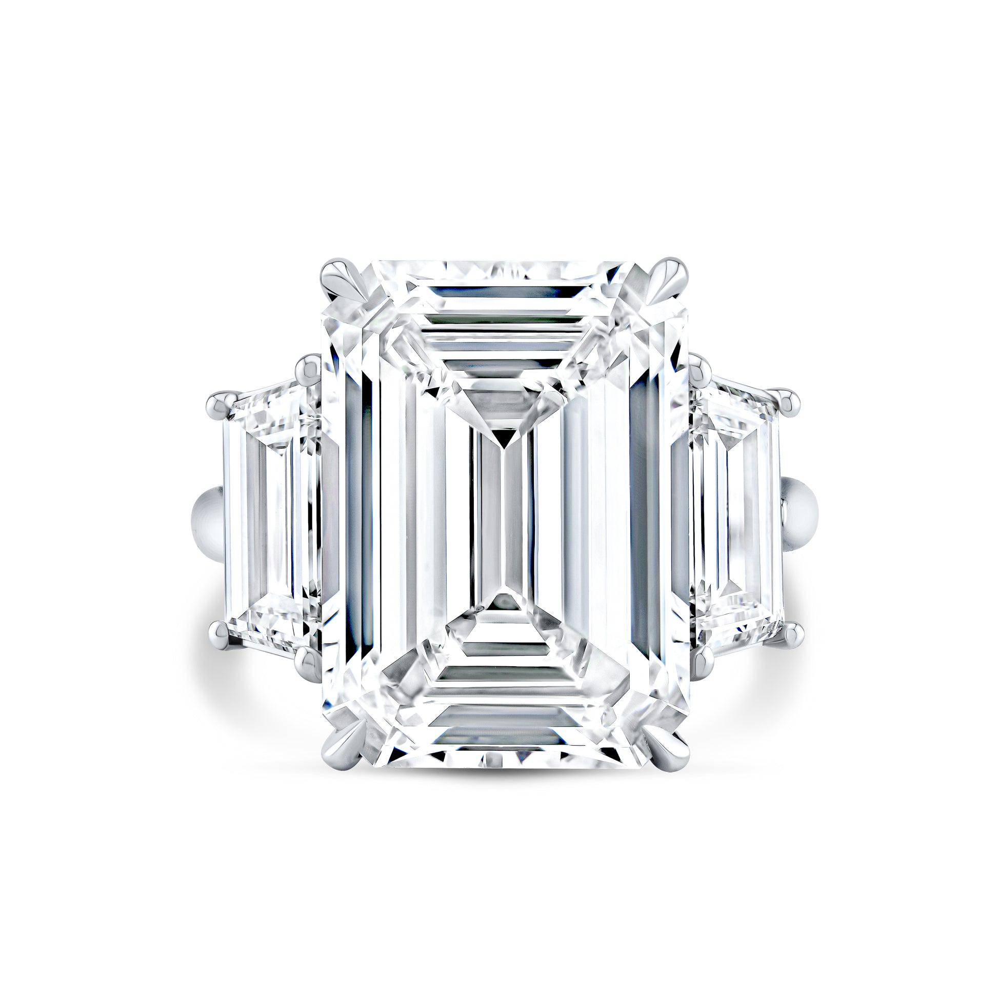 13.18 Carat Emerald Cut Three Stone Diamond Engagement Ring