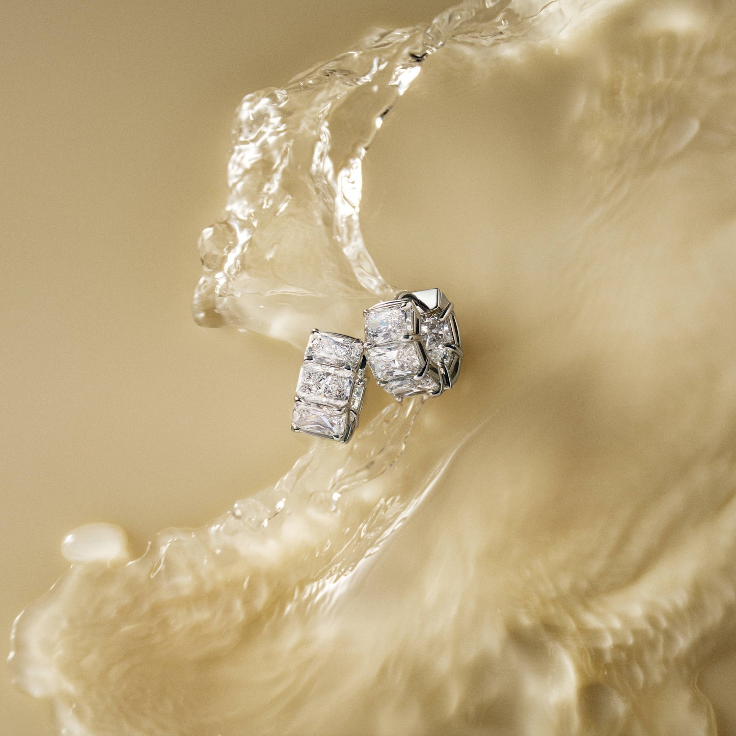 Large Radiant Diamond Huggies